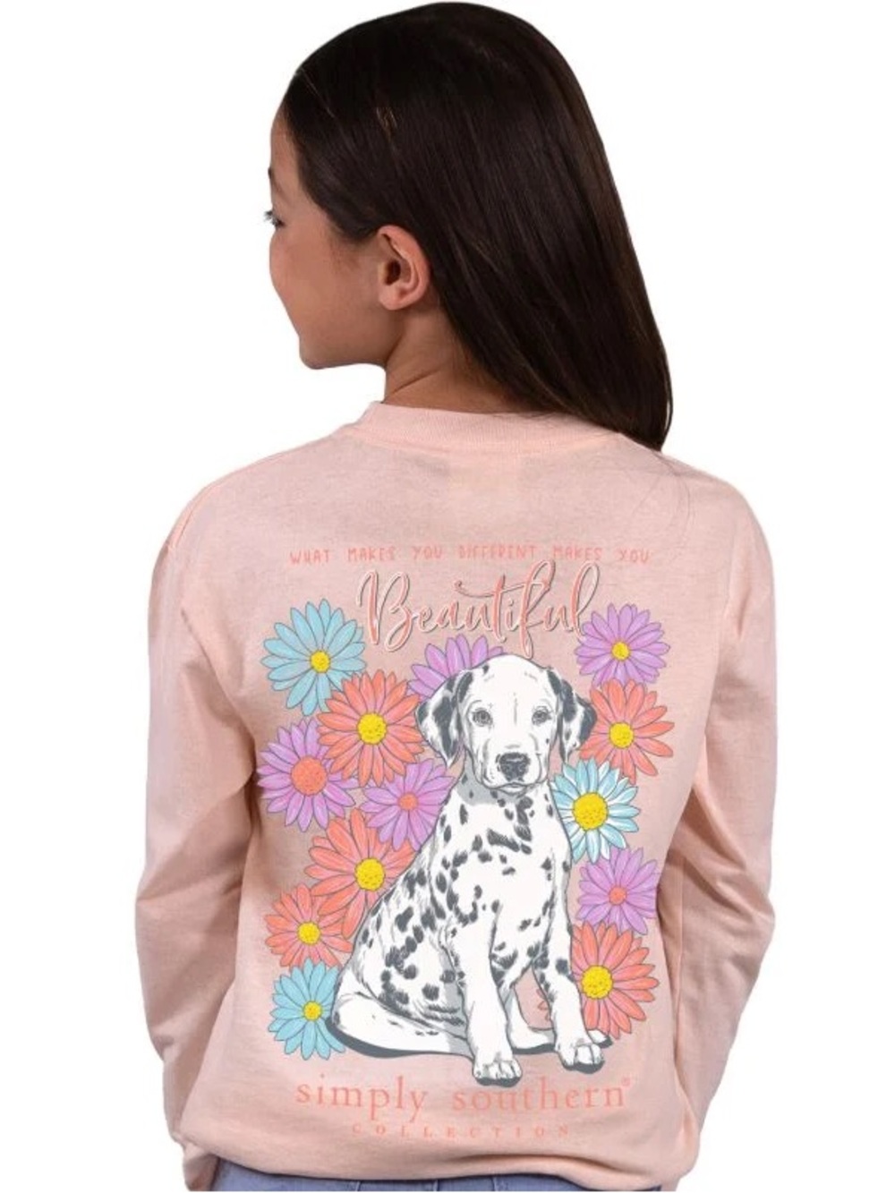 Simply Southern Different Makes You Beautiful Long Sleeve Tee - Picture 9 of 9